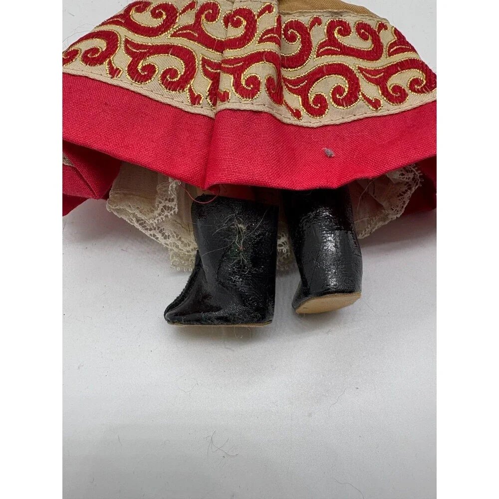 Vintage Vogue Doll Ginny Fashion Doll Sleep Eyes Red Ethnic Costume Black Boots